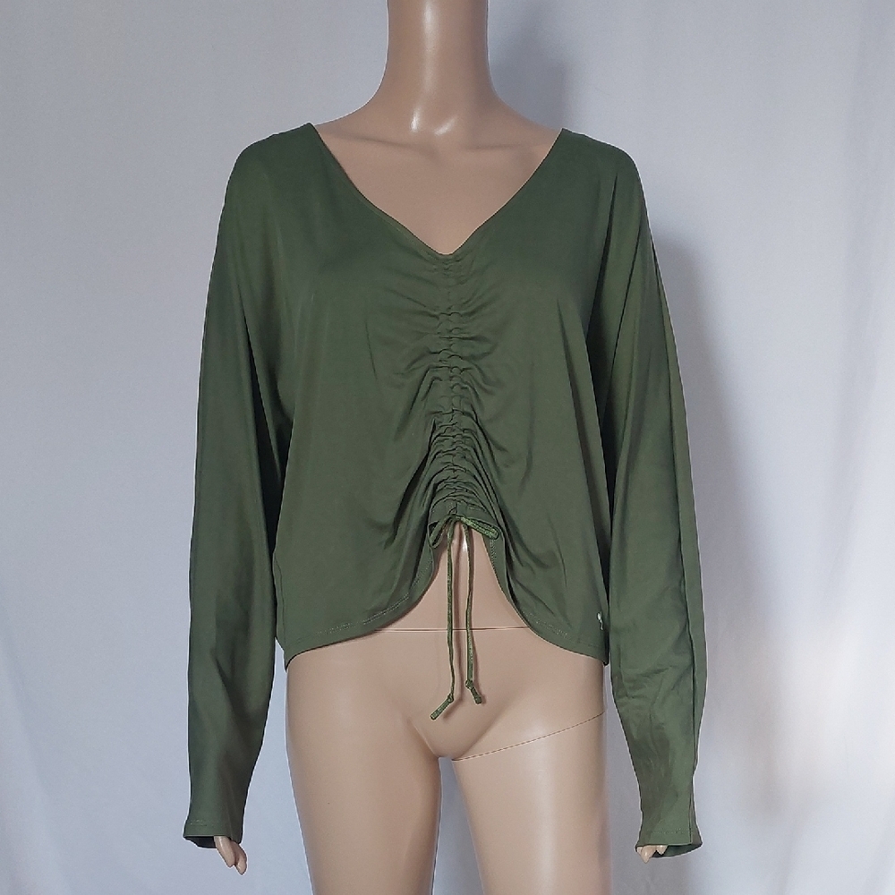 JoyLab Sage Green Ruched Crop Top Womens Size XL